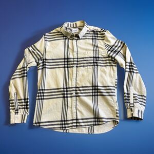 NN07 No Nationality Tan Blue Plaid Flannel Shirt Men's Size XL